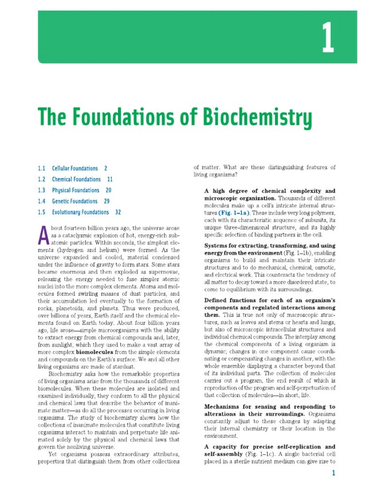 Chapter 01 - Foundations Of Biochemistry | PDF