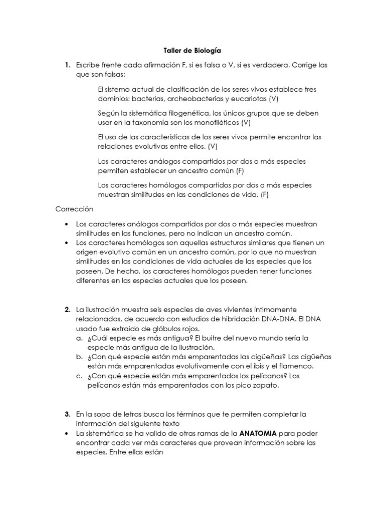Taller De Biología | PDF | Evolución | Organismos