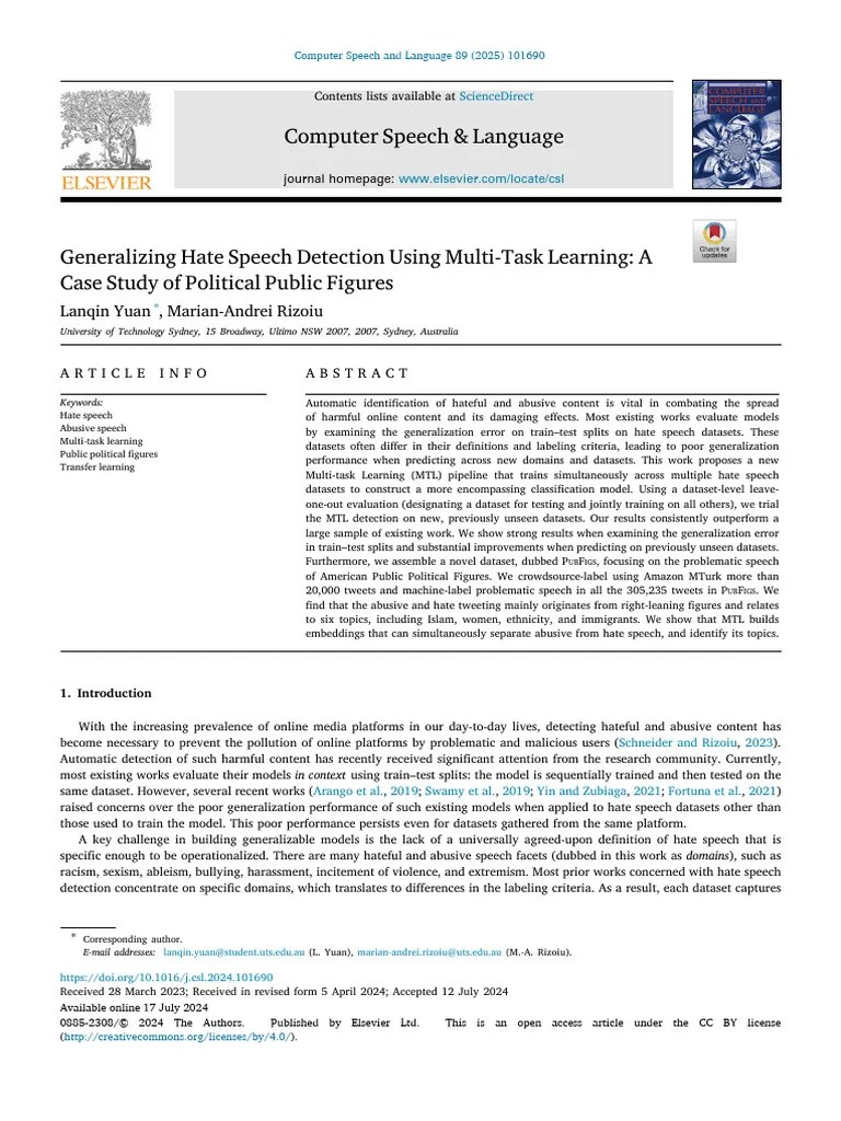 1 Generalizing Hate Speech Detection Using Multi-Task Learning | PDF ...