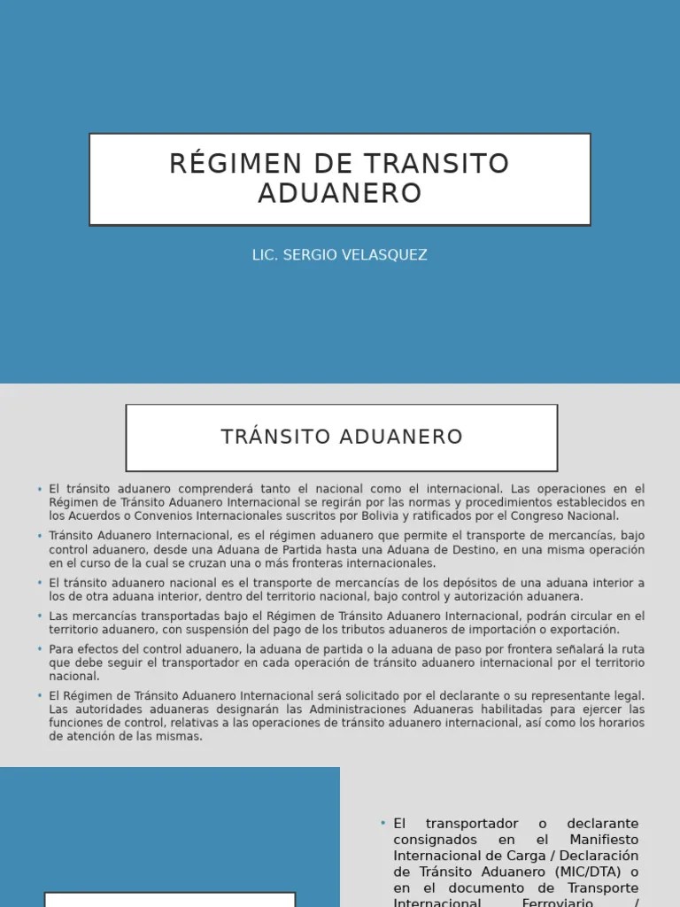 RÉGIMEN DE TRANSITO ADUANERO | PDF | Aduana | Gobierno