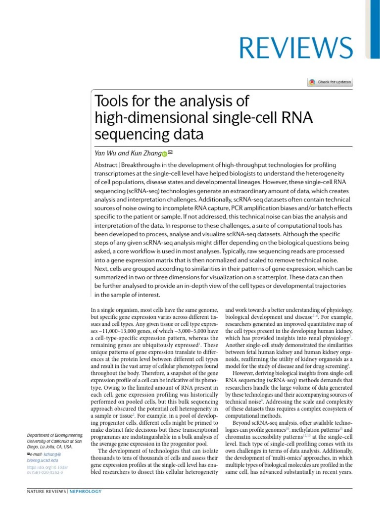 Tools For The Analysis Of High-Dimensional Single-Cell RNA Sequencing ...