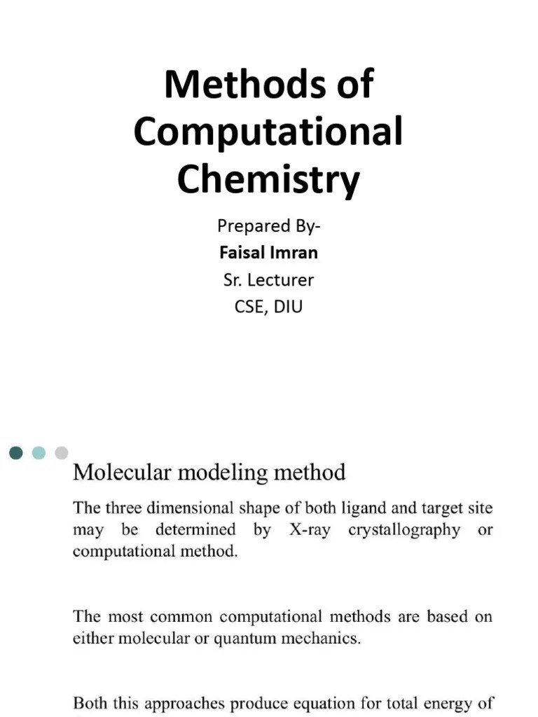 Lecture 3.1 Methods Of Computational Chemistry.pptx | PDF