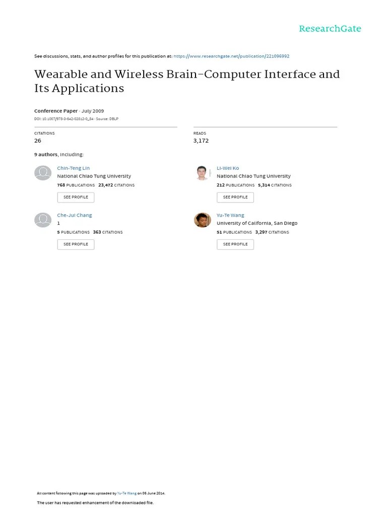 Wearable And Wireless Brain-Computer Interface And | PDF ...