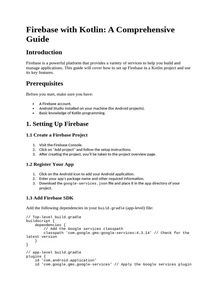 Firebase With Kotlin | PDF | Android (Operating System) | Software ...