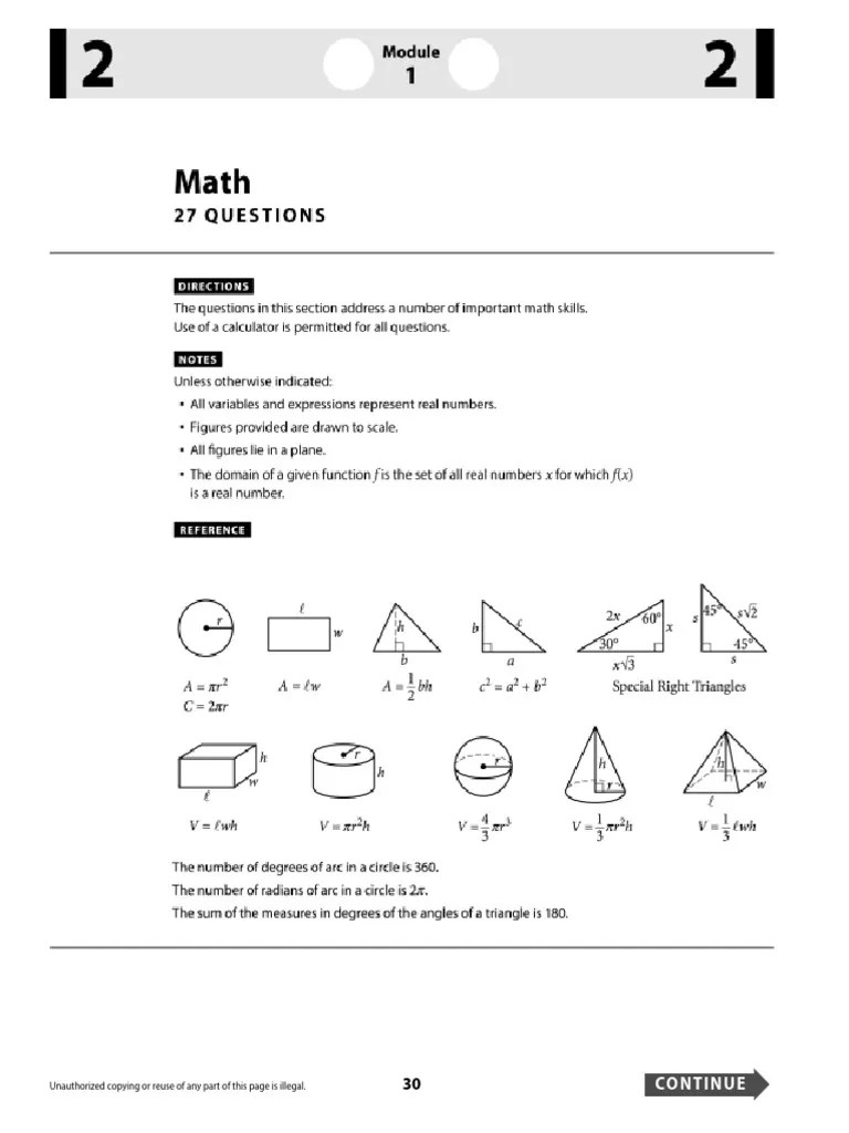 SAT Math Test S | PDF | Area | Equations