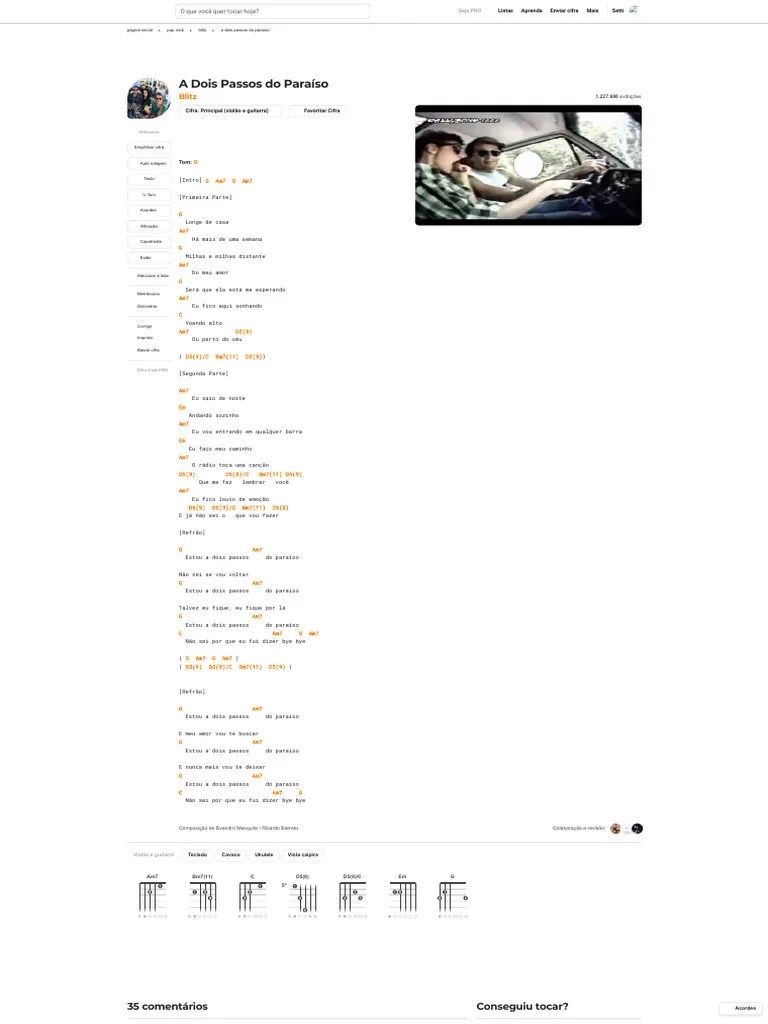 A Dois Passos Do Paraíso - Blitz - Cifra Club | PDF