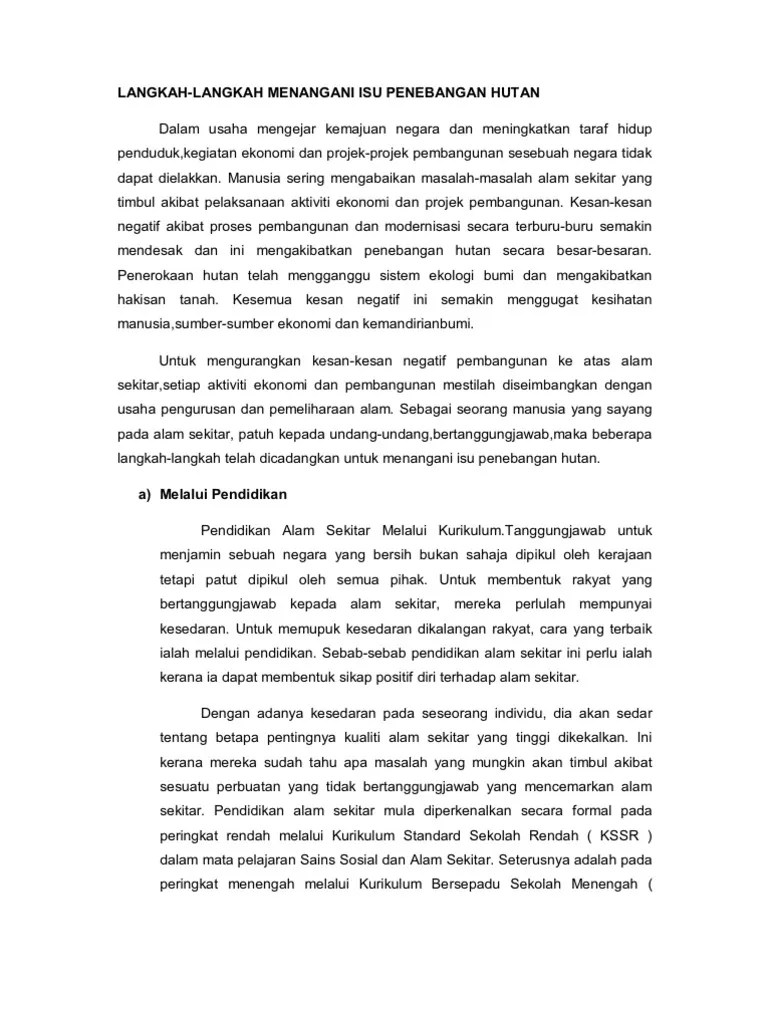 Kesimpulannya,penebangan hutan yang semakin berleluasa di . Langkah Kesimpulan Pdf