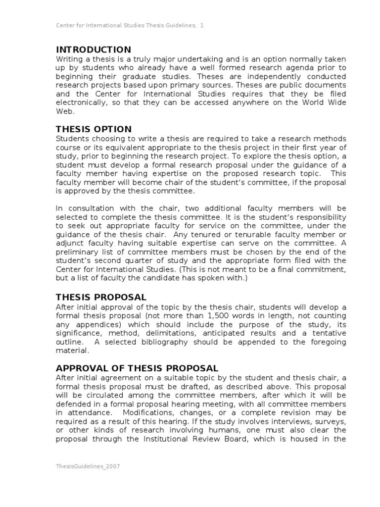 Center For International Studies Thesis Guidelines, 1 | PDF ...