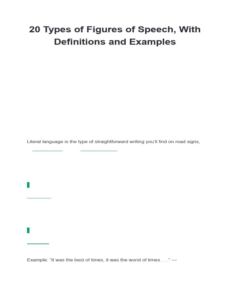 20 Types Of Figures Of Speech | PDF | Metaphor | Rhetorical Techniques