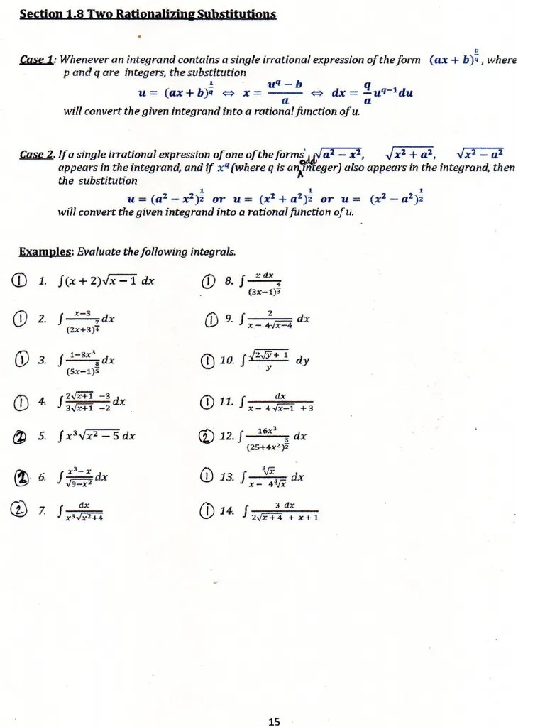 061 Lec07 Two Rationalizing Substitutions | PDF
