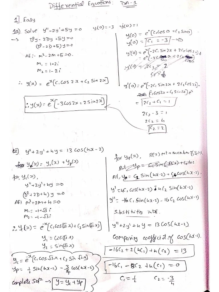 Differential Equations Da-1 Tutorial Sheet (1) | PDF