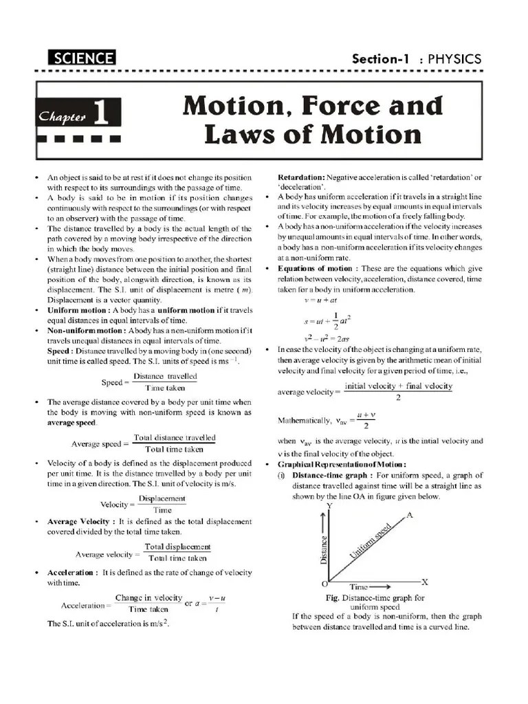 Motion,Force And Laws Of Motion MODULE | PDF