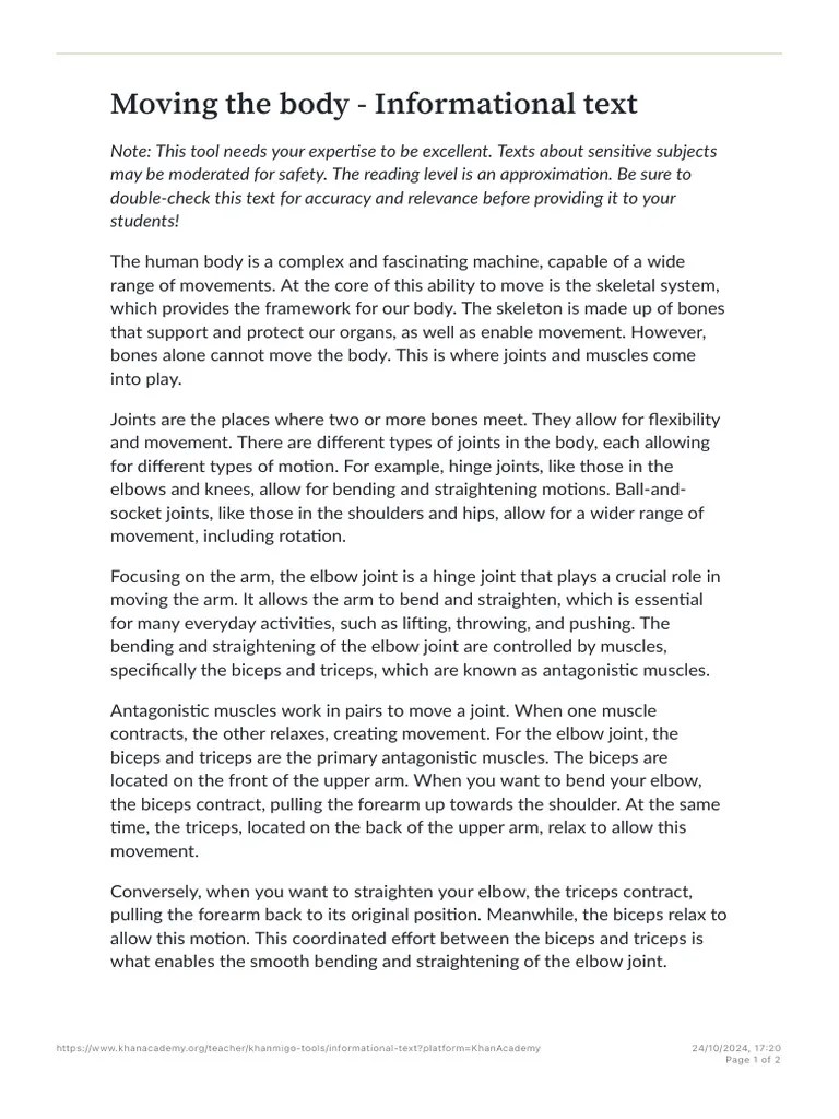 Informational Text - Khan Academy 3 | PDF | Arm | Elbow