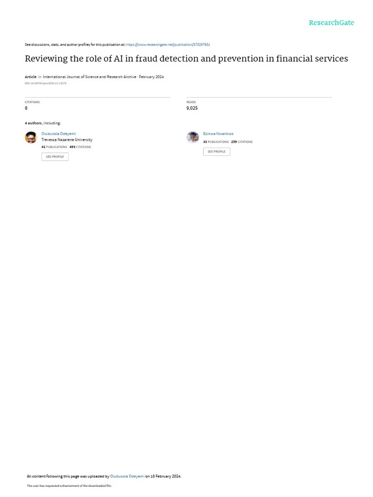 Reviewing The Role Of AI In Fraud Detection And Prevention In Financial ...