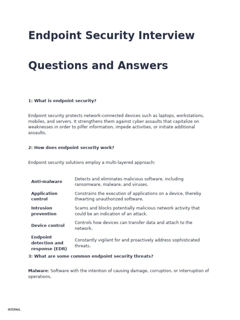 Endpoint Security Interview Questions And Answers | PDF | Security | Computer Security