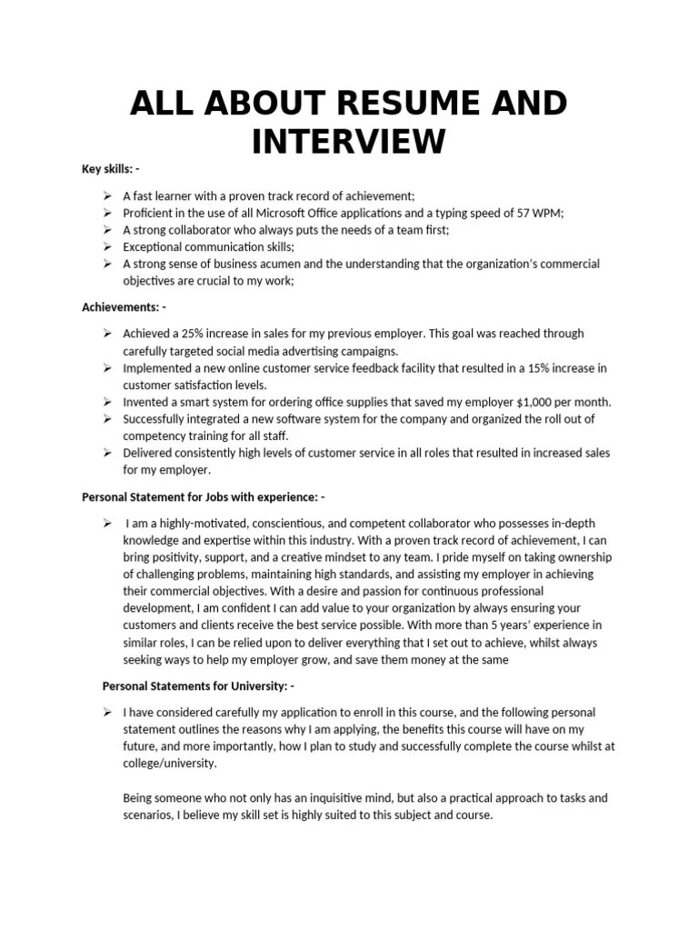 Resume Points | PDF | Motivation | Motivational