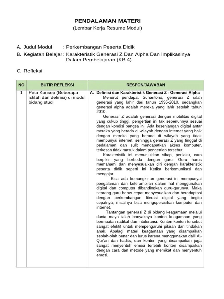 Resume KB 4 Karakteristik Generasi Z Dan Alpha Dan Implikasinya | PDF | Ilmu Sosial