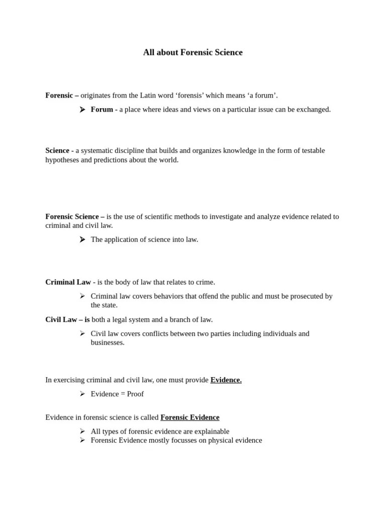 All About Forensic Science | PDF | Forensic Science | Crime Scene