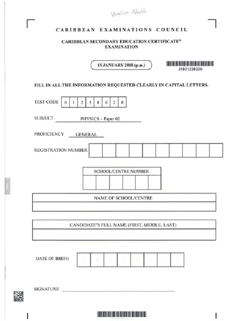 CSEC Physics January 2018 Paper 2 Rev | PDF | Physics | Physical Sciences