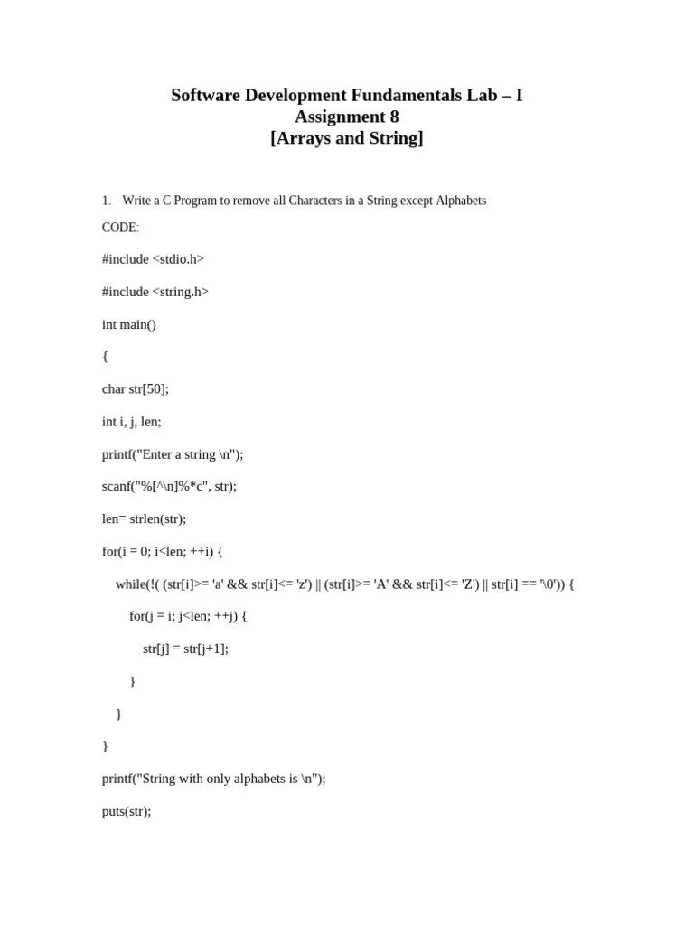 Arrays And Strings Assignment | PDF | Matrix (Mathematics) | String ...