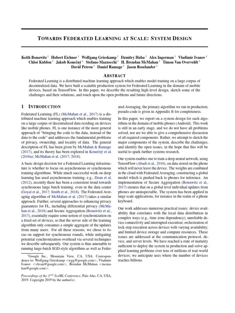 Towards Federated Learning At Scale System Design | PDF | Server ...