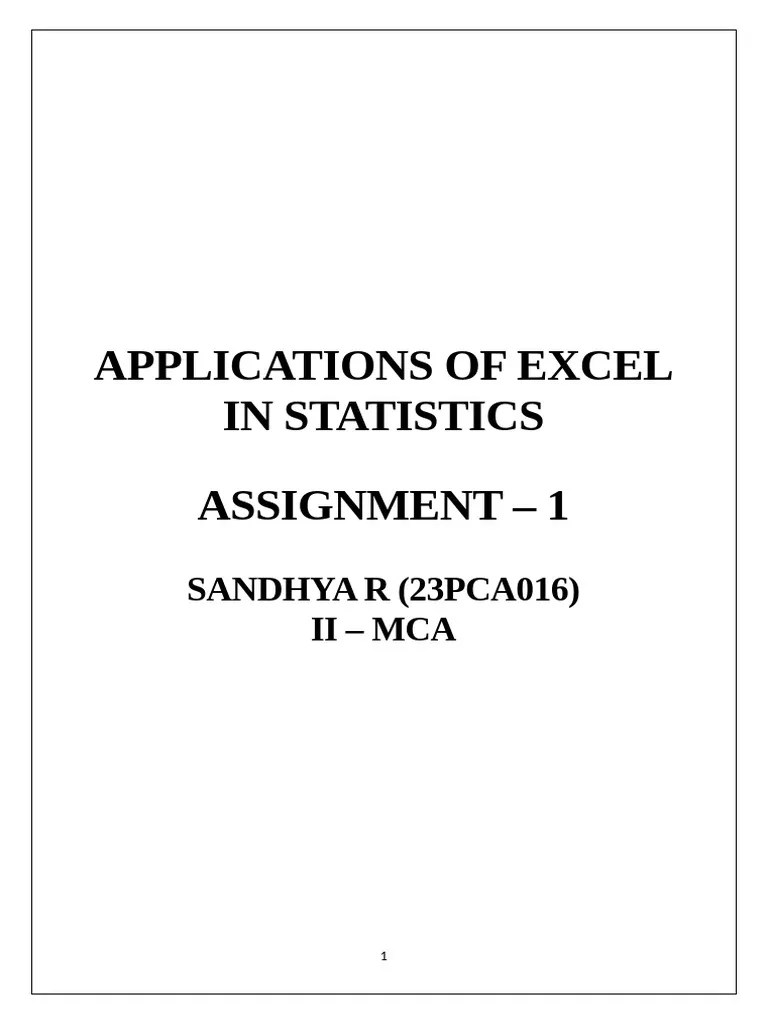 APPLICATIONS OF EXCEL IN STATISTICS | PDF | Spreadsheet | Microsoft Excel