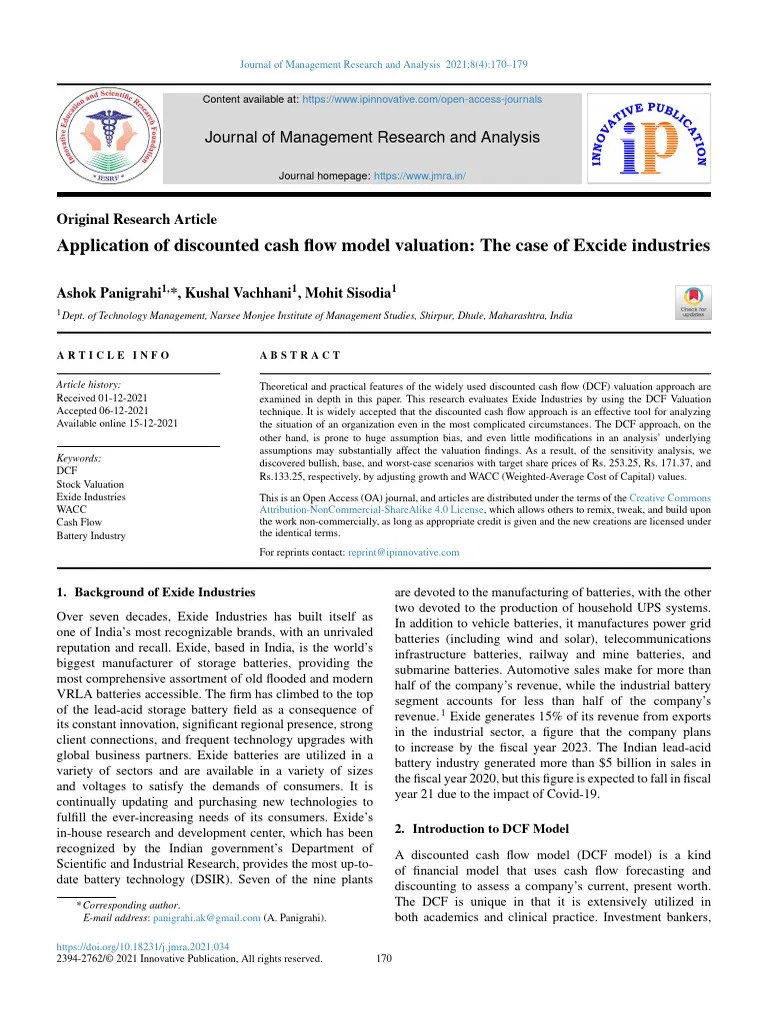 Application Of Discounted Cash Flow Model Valuation | PDF | Discounted Cash Flow | Valuation ...