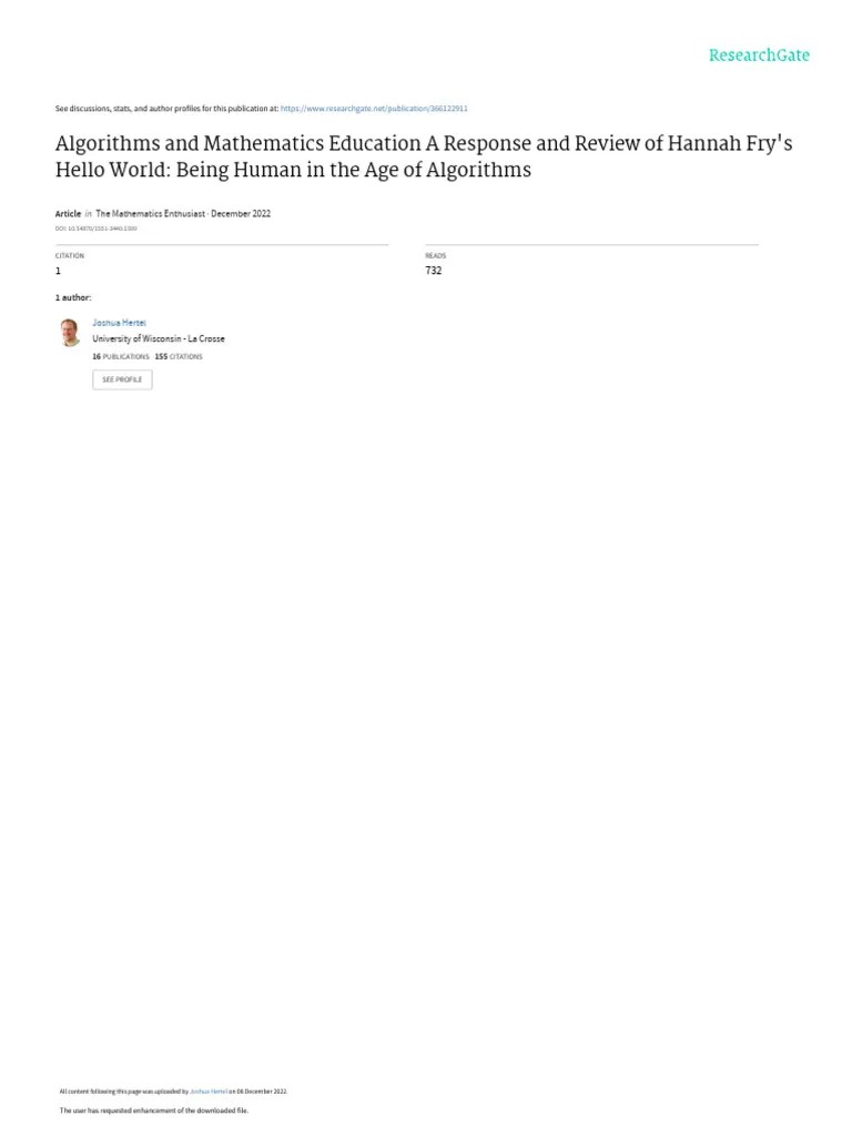 Algorithms And Mathematics Education A Response And Review Of Han | PDF | National Council Of ...