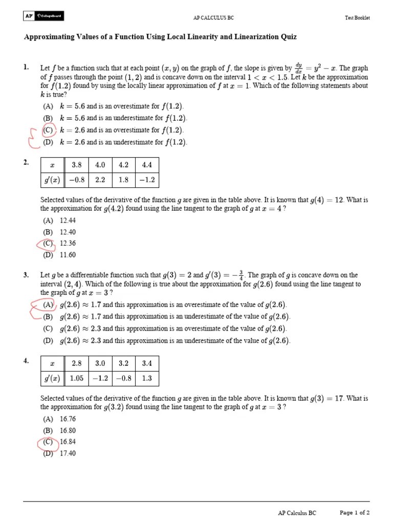 Approximating Values Of A Function Using Local Linearity And ...