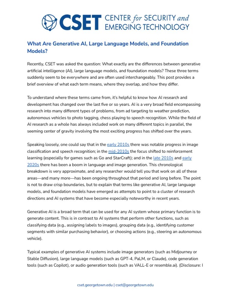 What Are Generative AI, Large Language Models, And Foundation Models? | PDF | Artificial ...
