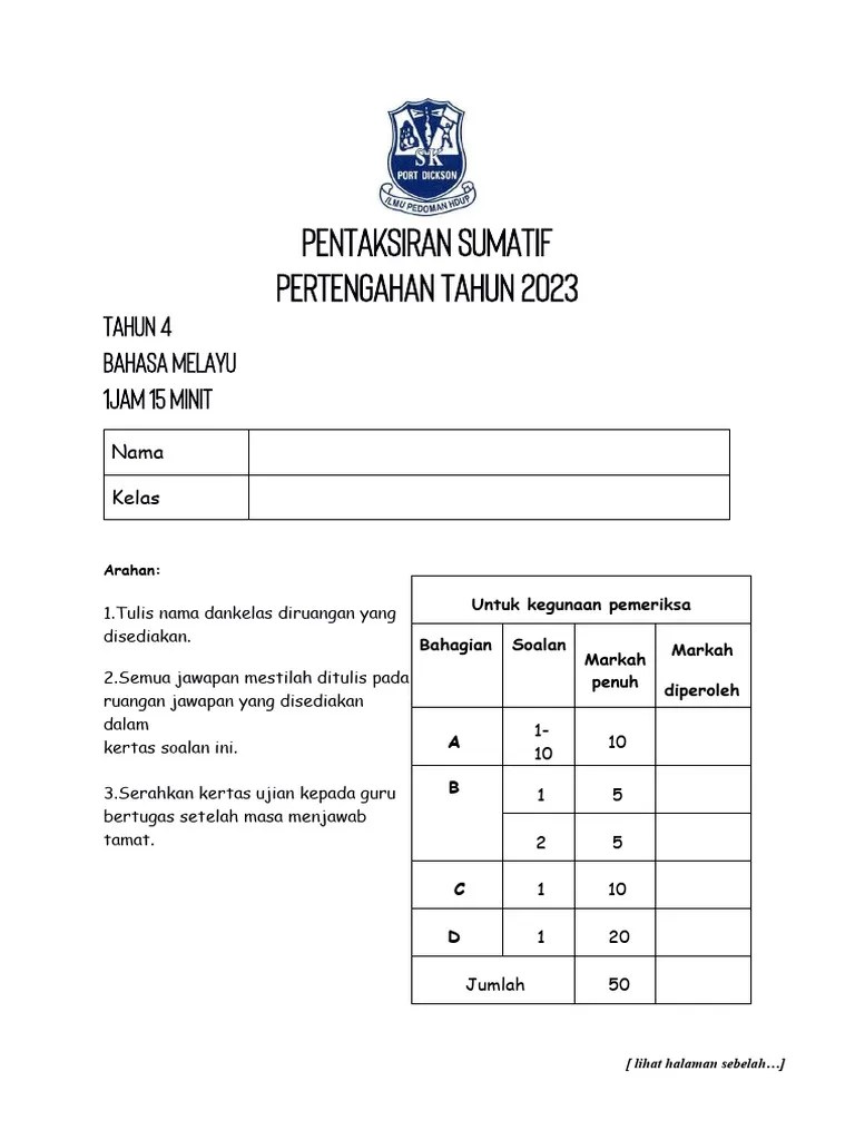 Pentaksiran Bahasa Melayu Tahun 4 Kertas 2 Pertengahan Tahun - Ultra HD 4K Light Photos | Free Download