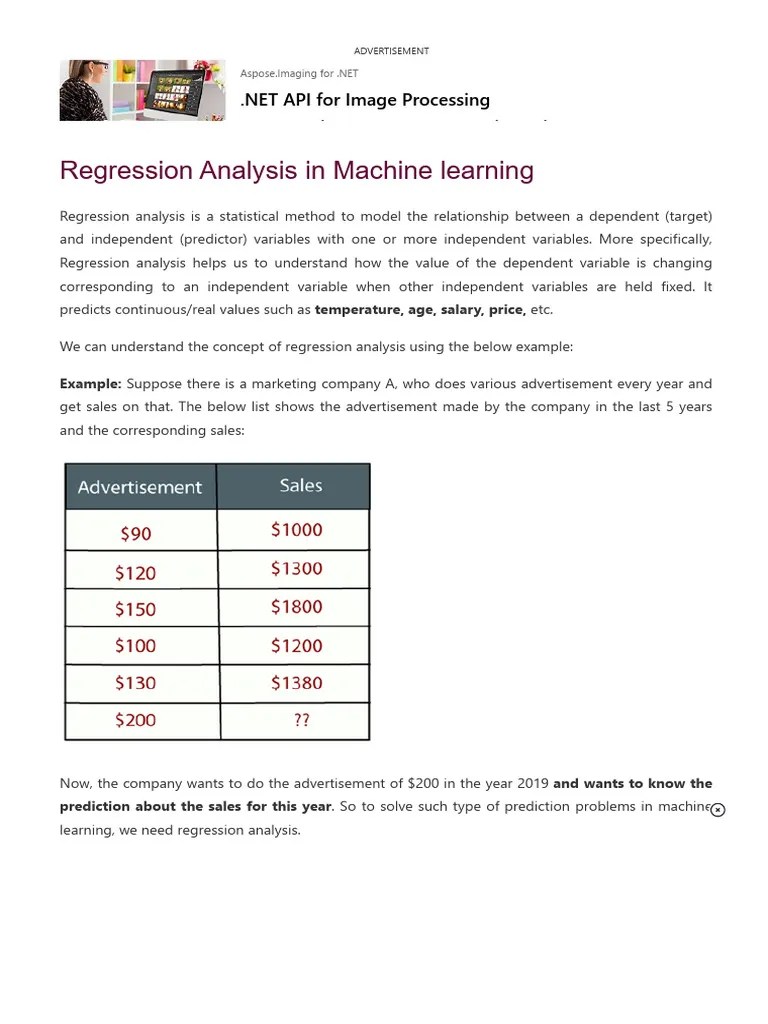 Regression Analysis In Machine Learning | PDF | Linear Regression ...
