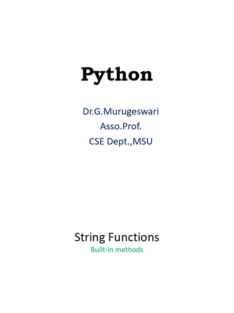 Python String Functions | PDF | Text | Notation