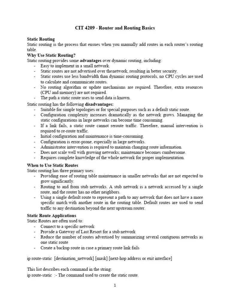 5.0 Static Routing | PDF | Ip Address | Routing