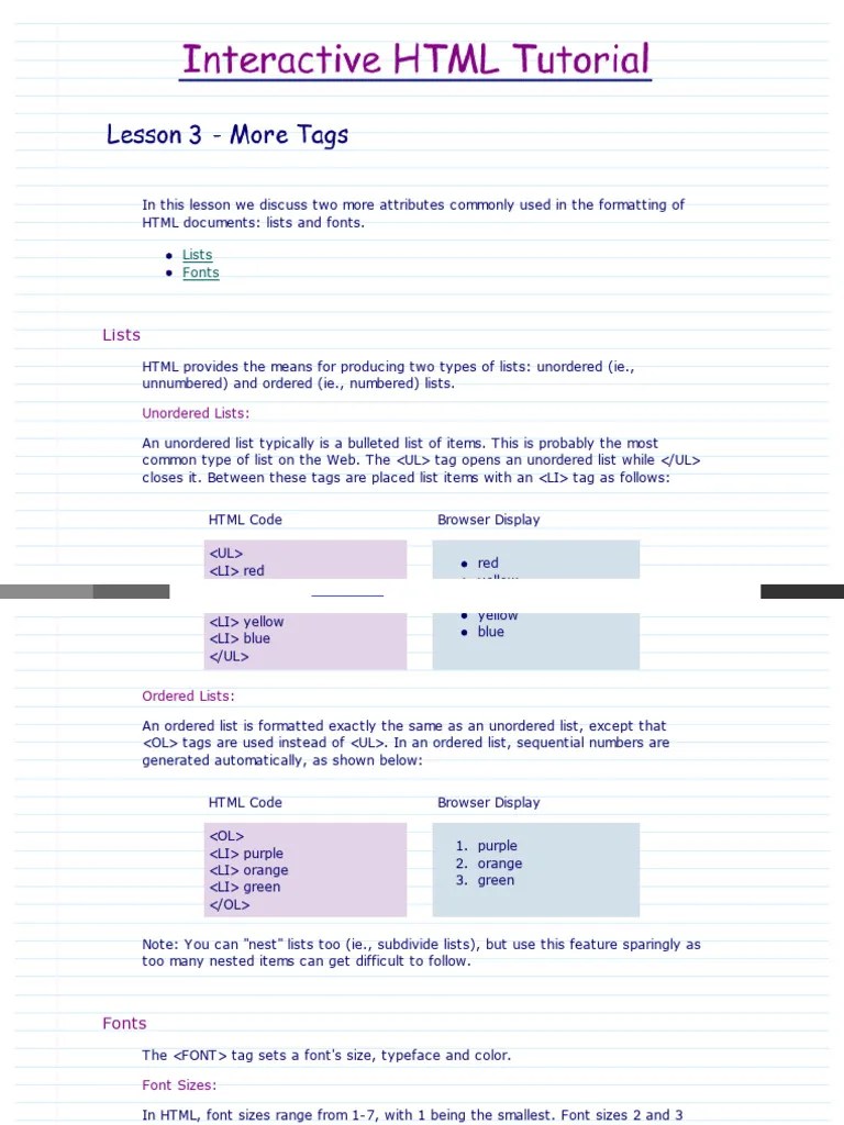 Lesson3_htm | PDF | Typefaces | Html Element