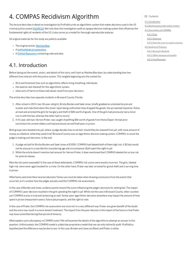 4. COMPAS Recidivism Algorithm — Fairness & Algorithmic Decision Making | PDF | Risk Assessment ...