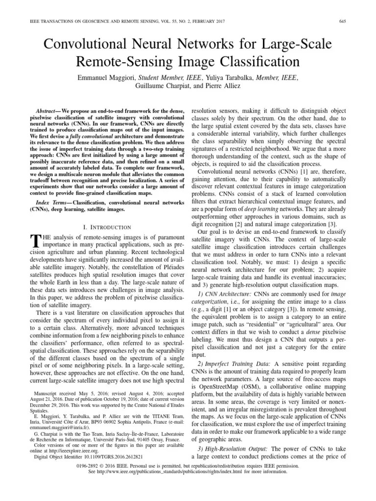 Convolutional Neural Networks For Large-Scale Remote-Sensing Image Classification | PDF ...