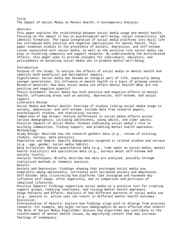 The Impact Of Social Media On Mental Health A Contemporary Analysis | PDF | Social Media ...