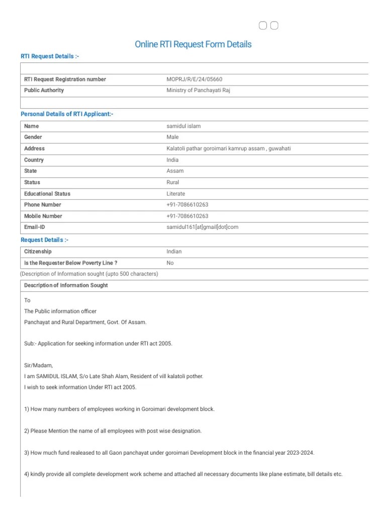 RTI Online __ Request_Appeal Form Details | PDF