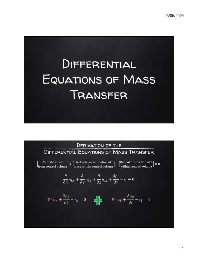 Lecture 36 Differential Equations Of Mass Transfer | PDF | Diffusion ...