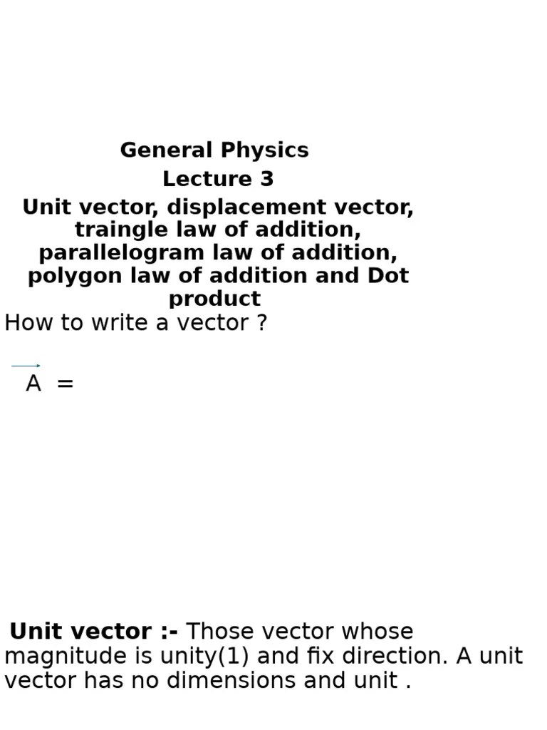 General Physics Lecture 3 | PDF | Euclidean Vector | Mathematical Physics