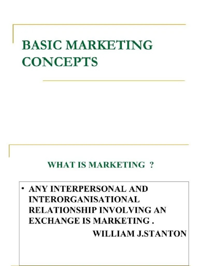 Unit1 Basic Concepts Of Marketing | PDF | Finance & Money Management