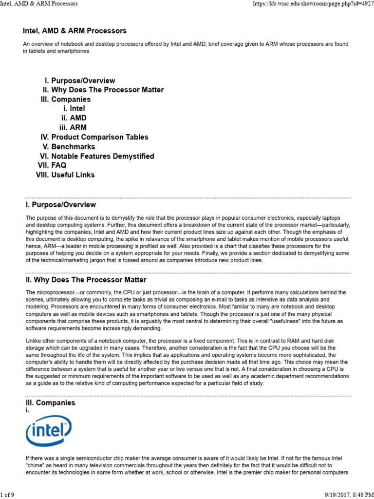 Intel, AMD _ ARM Processors | PDF | Intel | Central Processing Unit
