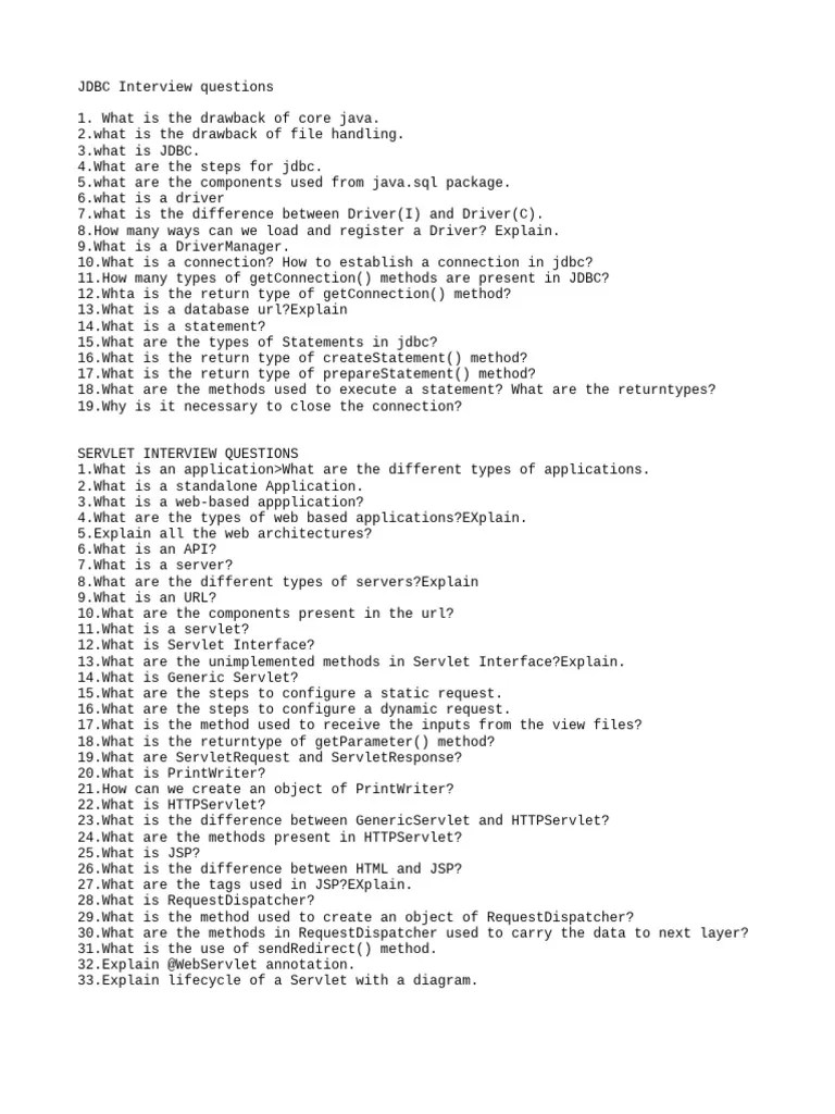 JDBC Servlet Questions | PDF | Computers