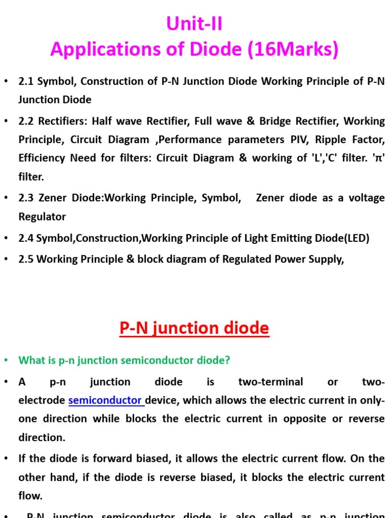 Unit-II-Applications Of Diode | PDF | P–N Junction | Diode
