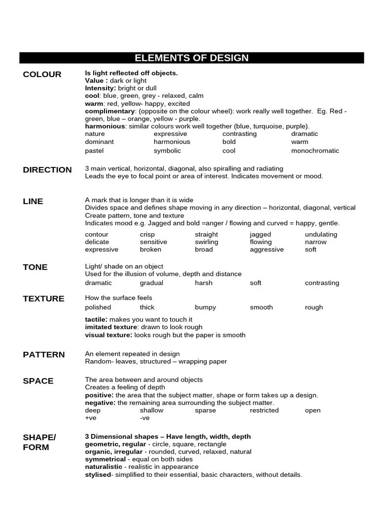 Elements & Principles Of Design | PDF | Composition (Visual Arts)