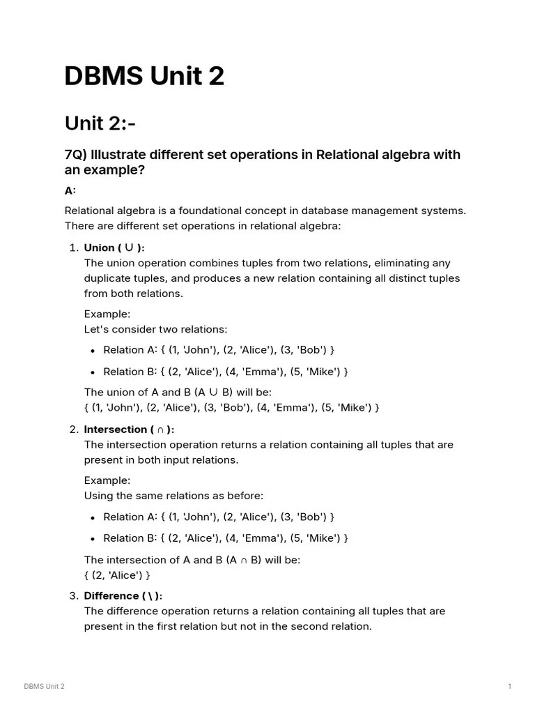 DBMS Unit 2 | PDF | Sql | Databases