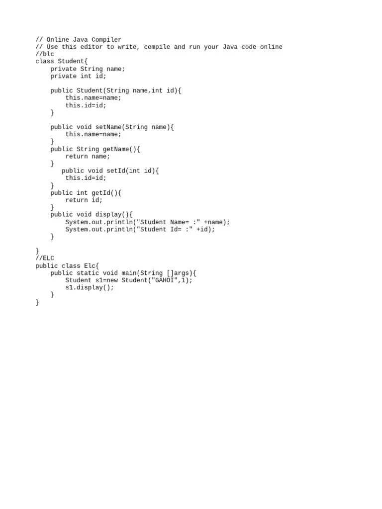 Java Student Class Example Code | PDF | Teaching Methods & Materials ...