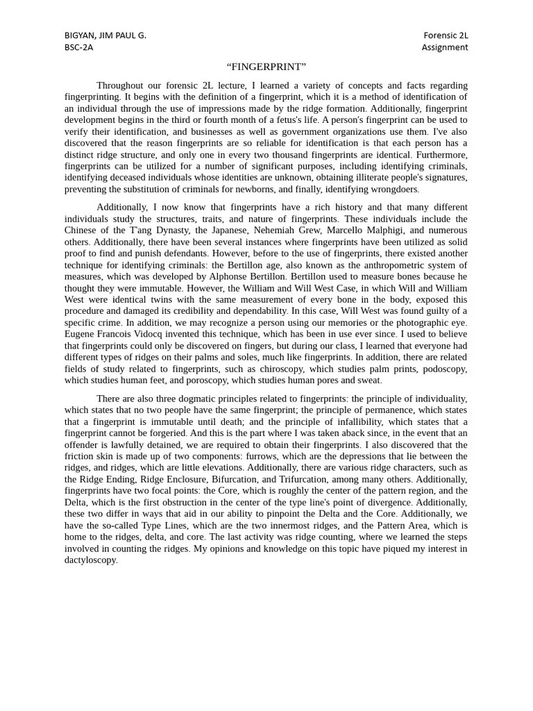 Fingerprint | PDF | Fingerprint | Forensic Science