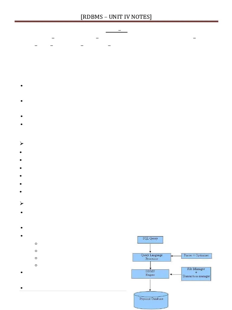Unit - Iv RDBMS Notes | PDF | Sql | Relational Database